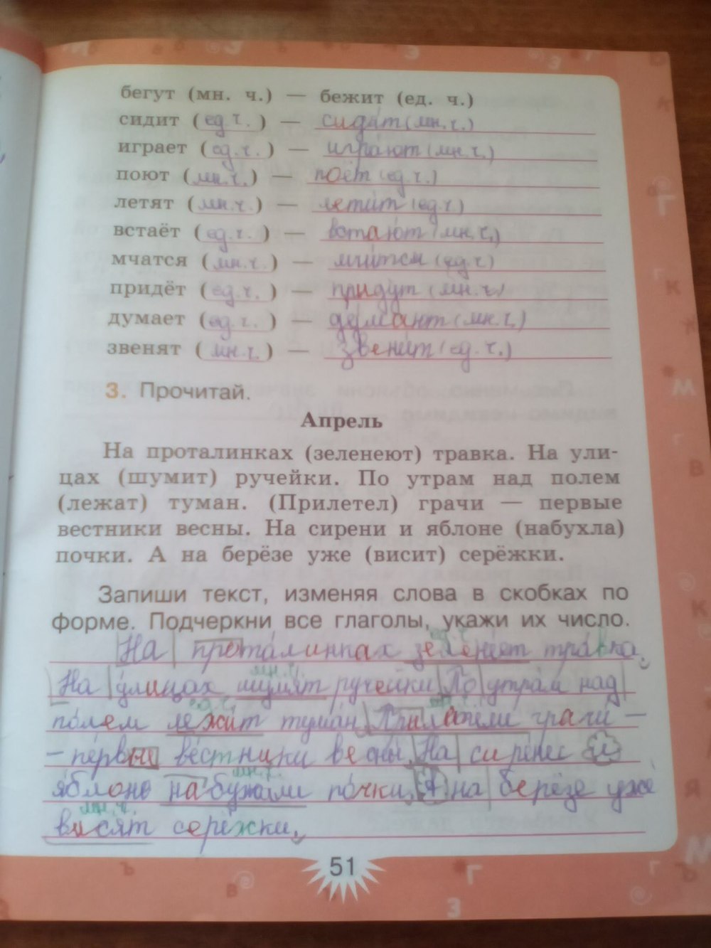 гдз 3 класс рабочая тетрадь часть 2 страница 51 русский язык Зеленина, Хохлова