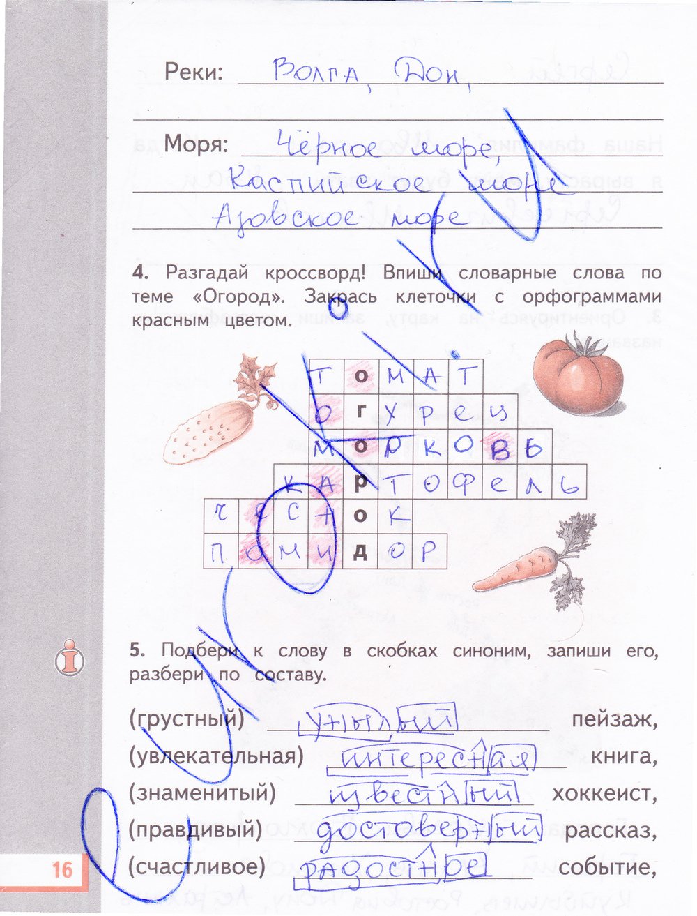 гдз 3 класс рабочая тетрадь часть 1 страница 16 русский язык Желтовская, Калинина