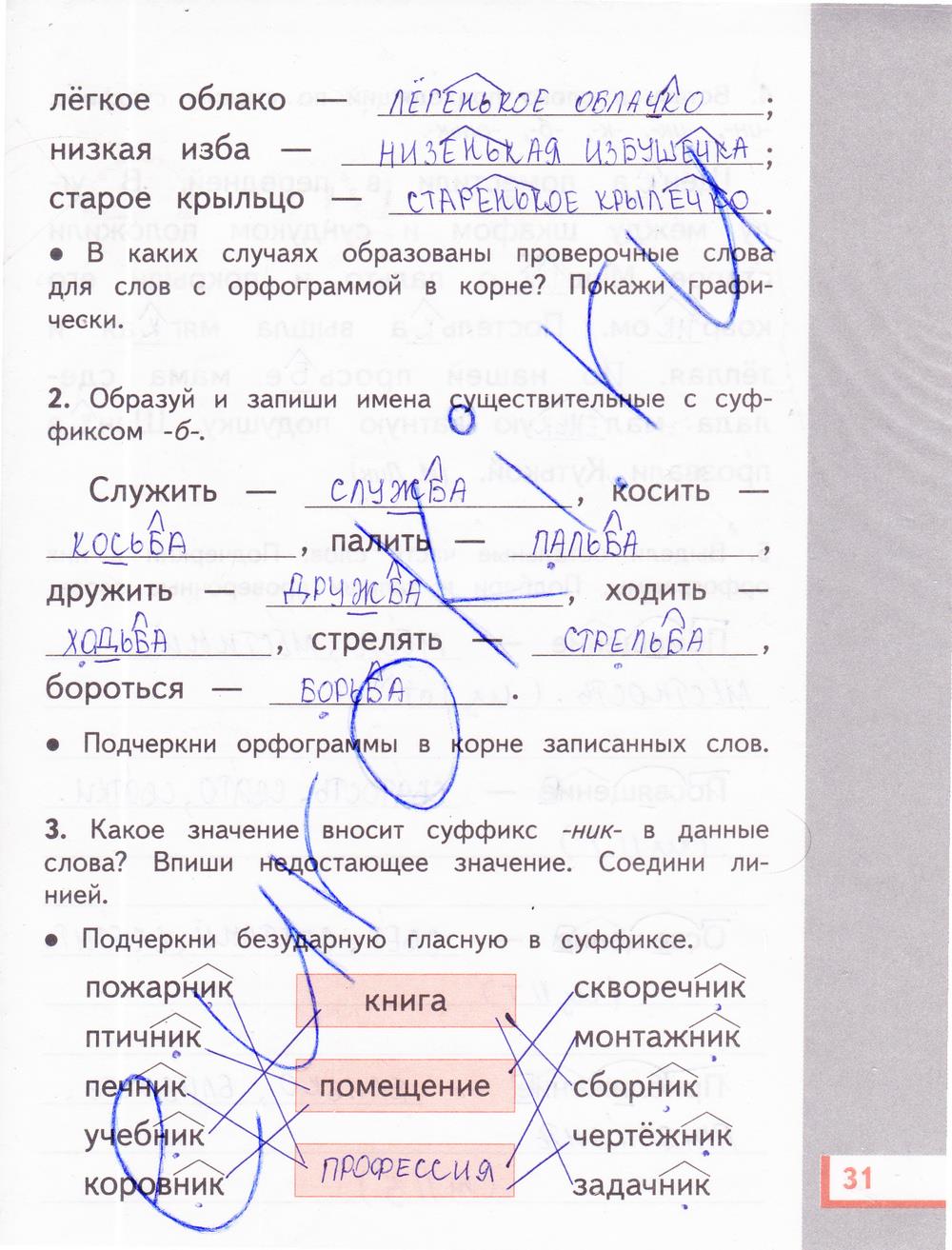 гдз 3 класс рабочая тетрадь часть 2 страница 31 русский язык Желтовская, Калинина