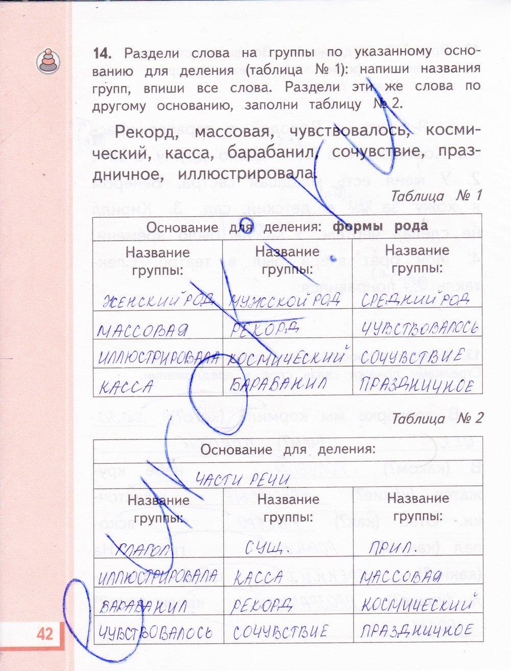 гдз 3 класс рабочая тетрадь часть 2 страница 42 русский язык Желтовская, Калинина