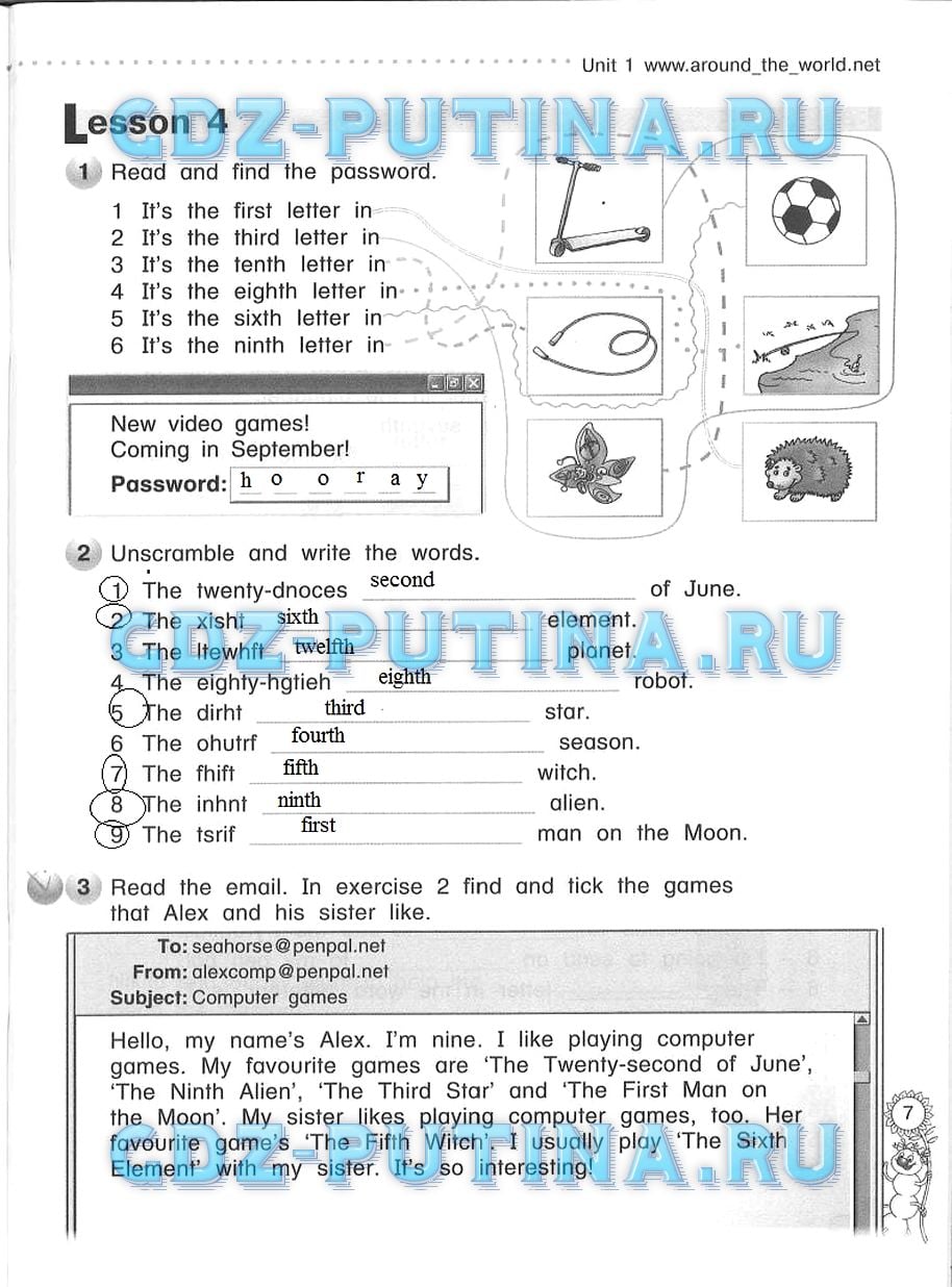 гдз 4 класс рабочая тетрадь страница 7 английский язык Азарова, Дружинина