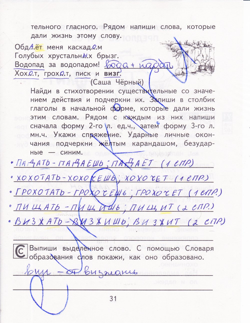 гдз 4 класс рабочая тетрадь часть 1 страница 31 русский язык Байкова