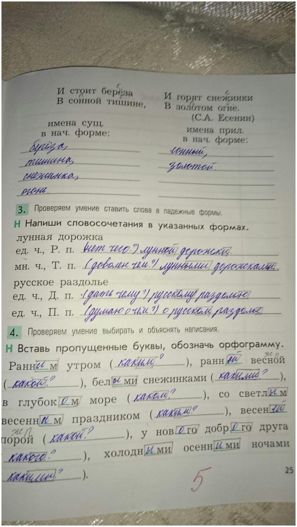 гдз 4 класс рабочая тетрадь вариант 1 страница 25 русский язык Бунеева