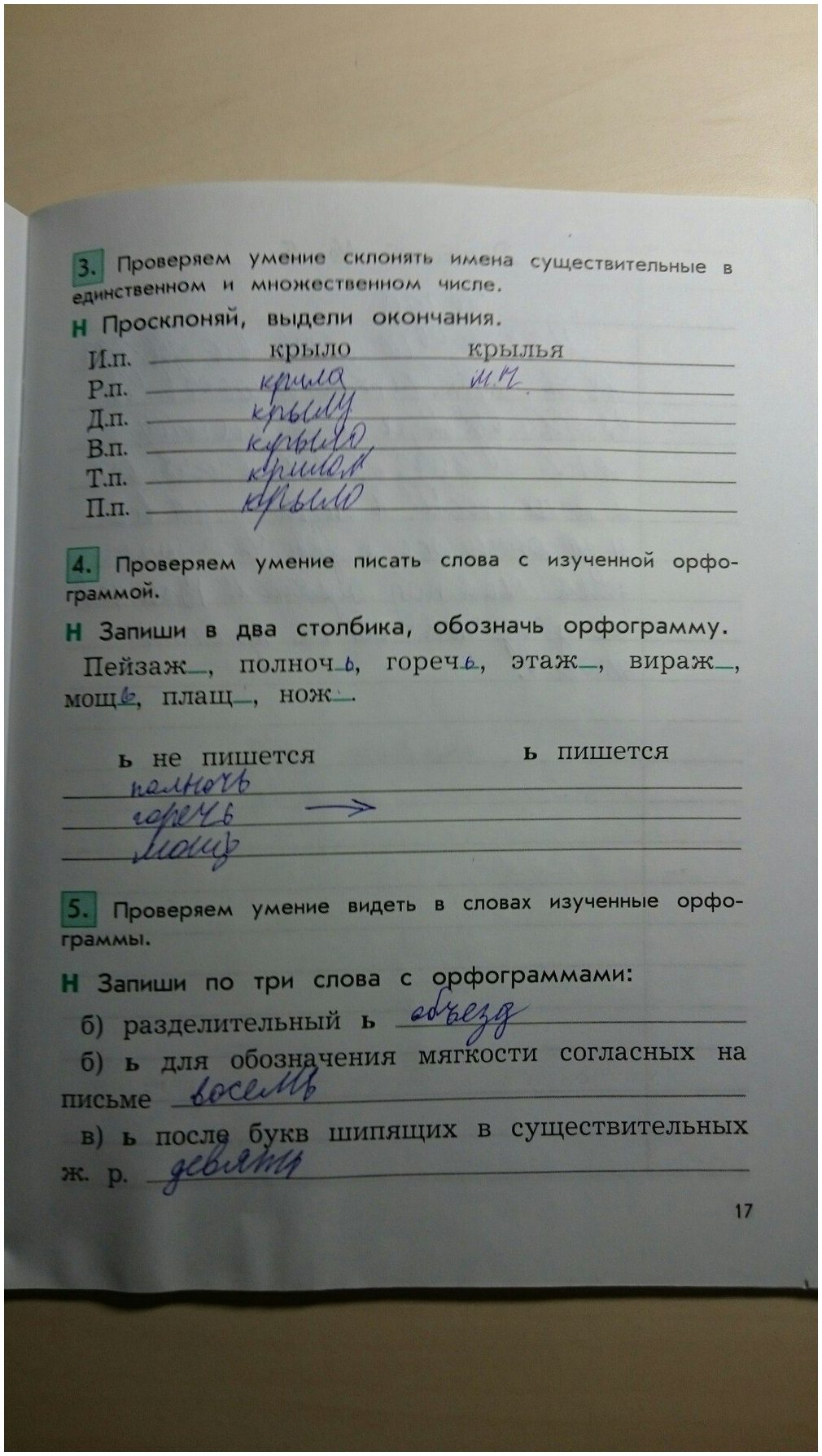 гдз 4 класс рабочая тетрадь вариант 2 страница 17 русский язык Бунеева