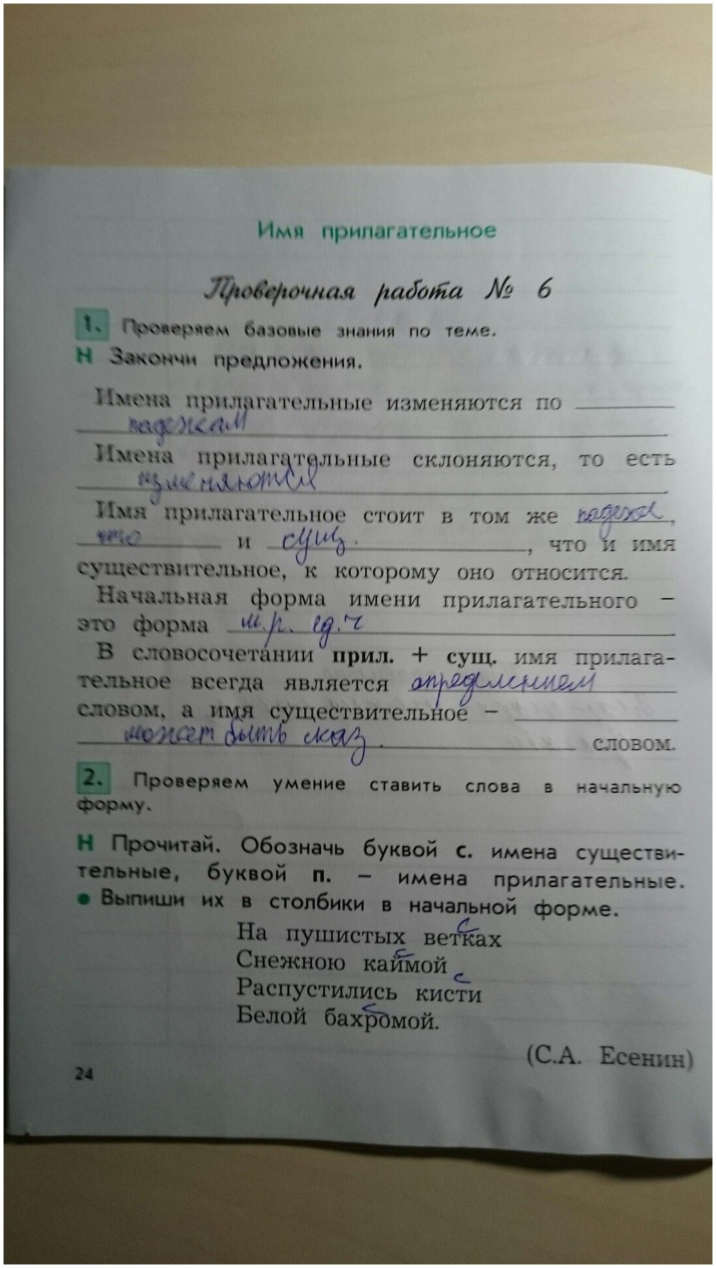 гдз 4 класс рабочая тетрадь вариант 2 страница 24 русский язык Бунеева