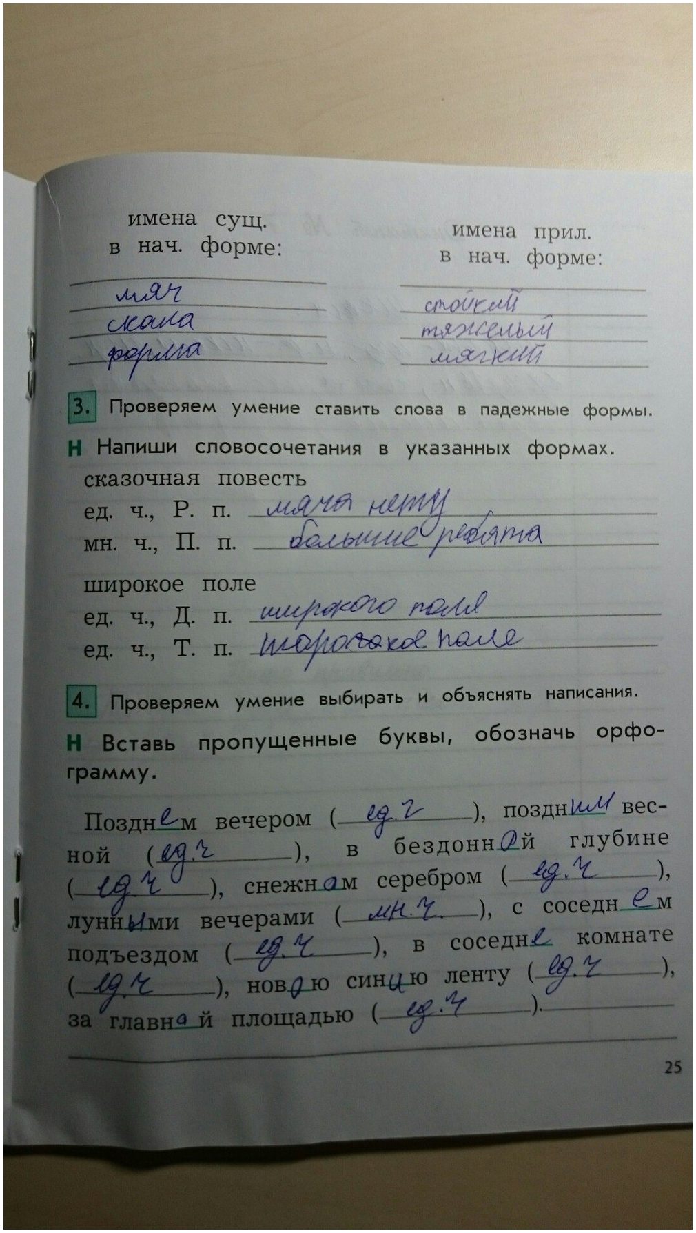 гдз 4 класс рабочая тетрадь вариант 2 страница 25 русский язык Бунеева