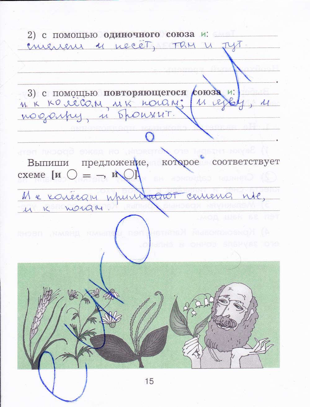 гдз 4 класс рабочая тетрадь страница 15 русский язык Исаева