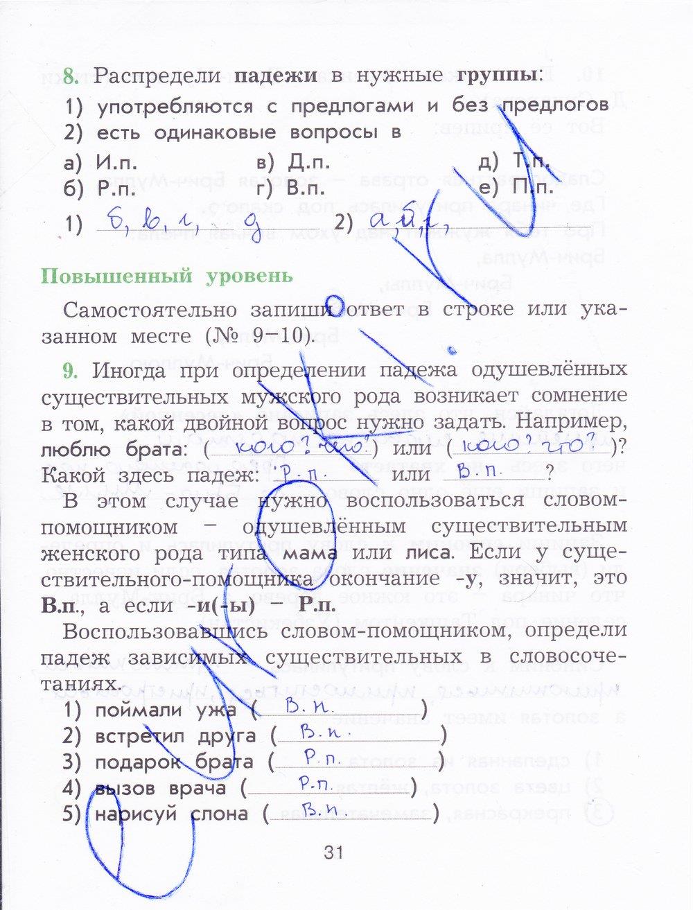 гдз 4 класс рабочая тетрадь страница 31 русский язык Исаева