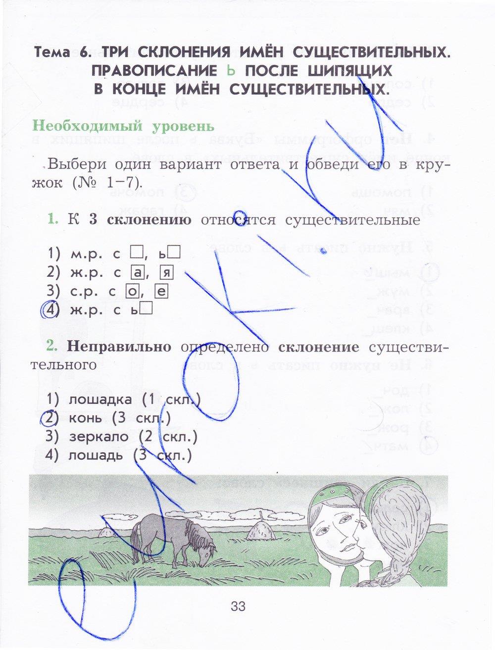 гдз 4 класс рабочая тетрадь страница 33 русский язык Исаева