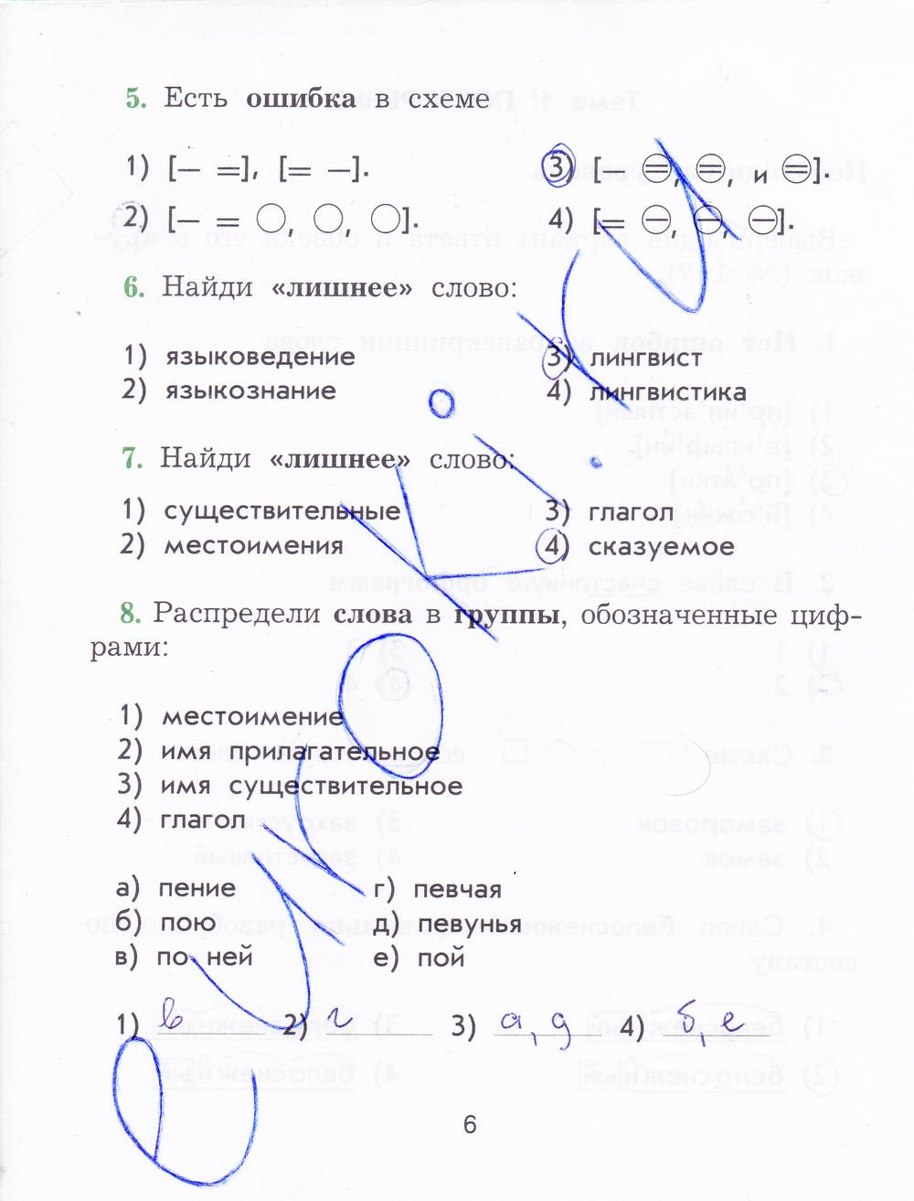 гдз 4 класс рабочая тетрадь страница 6 русский язык Исаева
