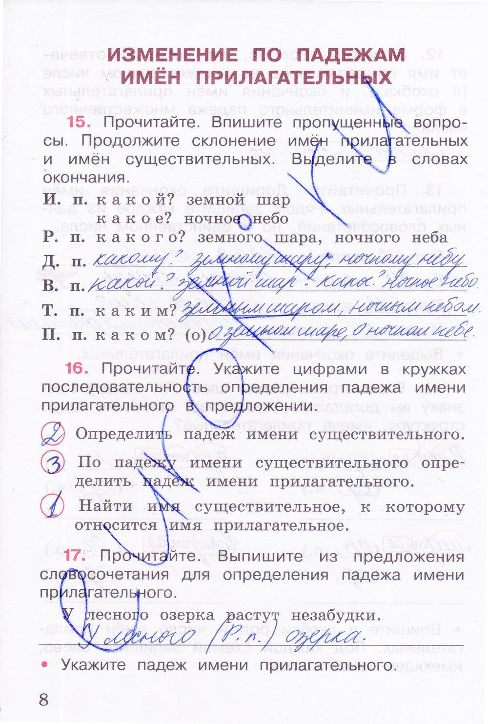 гдз 4 класс рабочая тетрадь часть 2 страница 8 русский язык Канакина