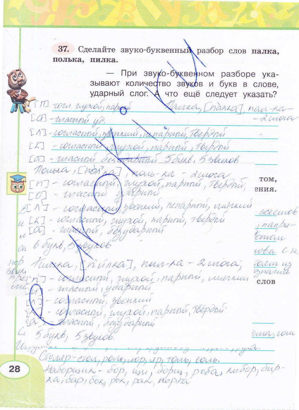 гдз 4 класс рабочая тетрадь часть 1 страница 28 русский язык Климанова, Бабушкина