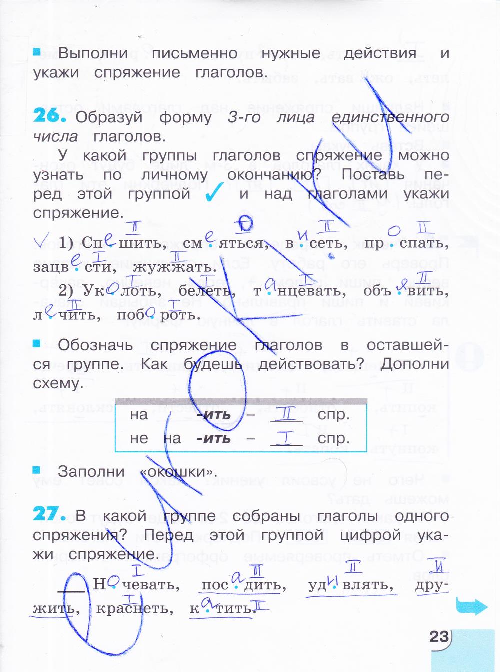 гдз 4 класс тетрадь для самостоятельной работы часть 2 страница 23 русский язык Корешкова