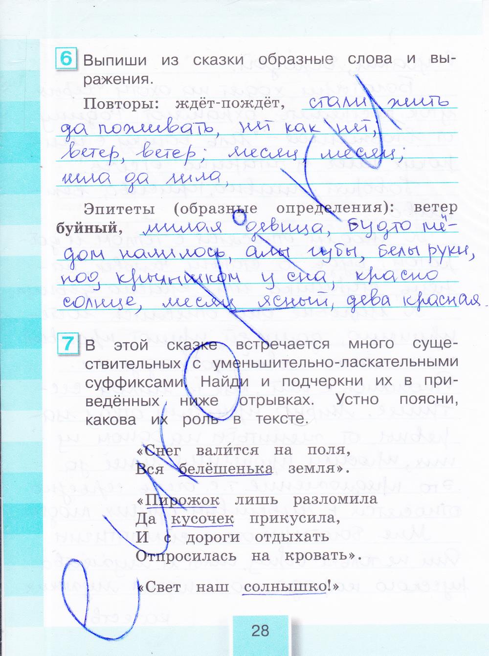 гдз 4 класс рабочая тетрадь часть 1 страница 28 литературное чтение Кубасова