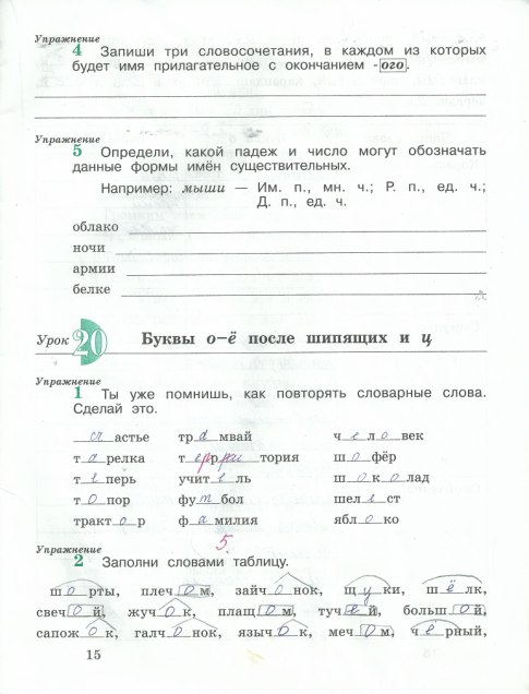 гдз 4 класс рабочая тетрадь часть 1 страница 15 русский язык Кузнецова
