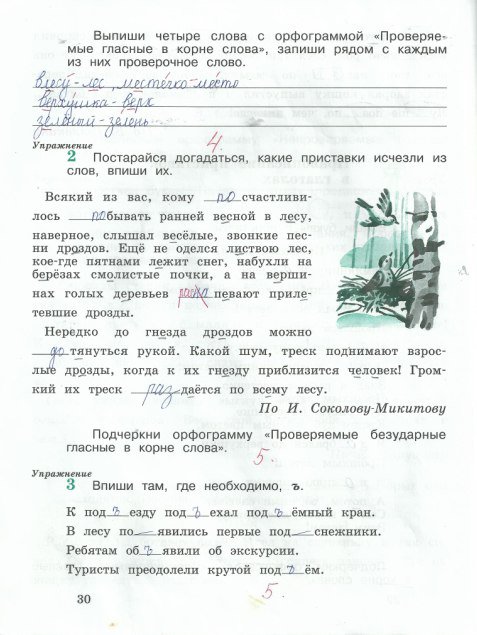 гдз 4 класс рабочая тетрадь часть 1 страница 30 русский язык Кузнецова