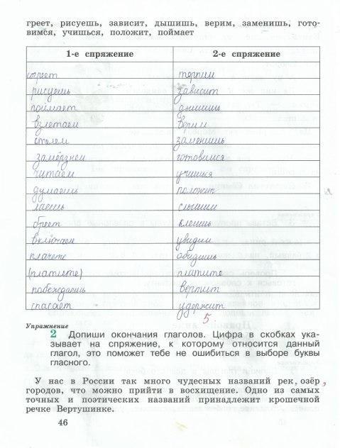 гдз 4 класс рабочая тетрадь часть 1 страница 46 русский язык Кузнецова
