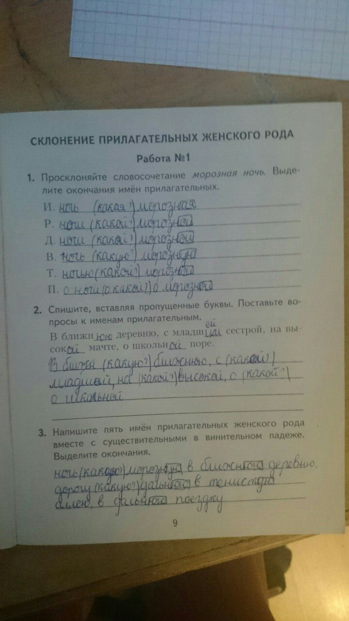 гдз 4 класс рабочая тетрадь часть 2 страница 9 русский язык Моршнева