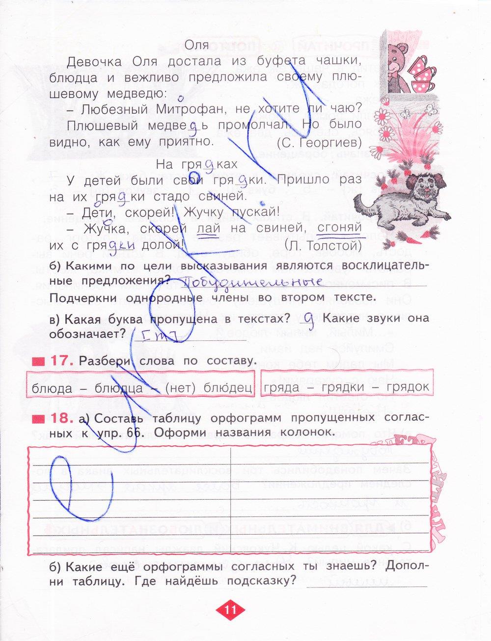 гдз 4 класс рабочая тетрадь часть 1 страница 11 русский язык Нечаева, Воскресенская