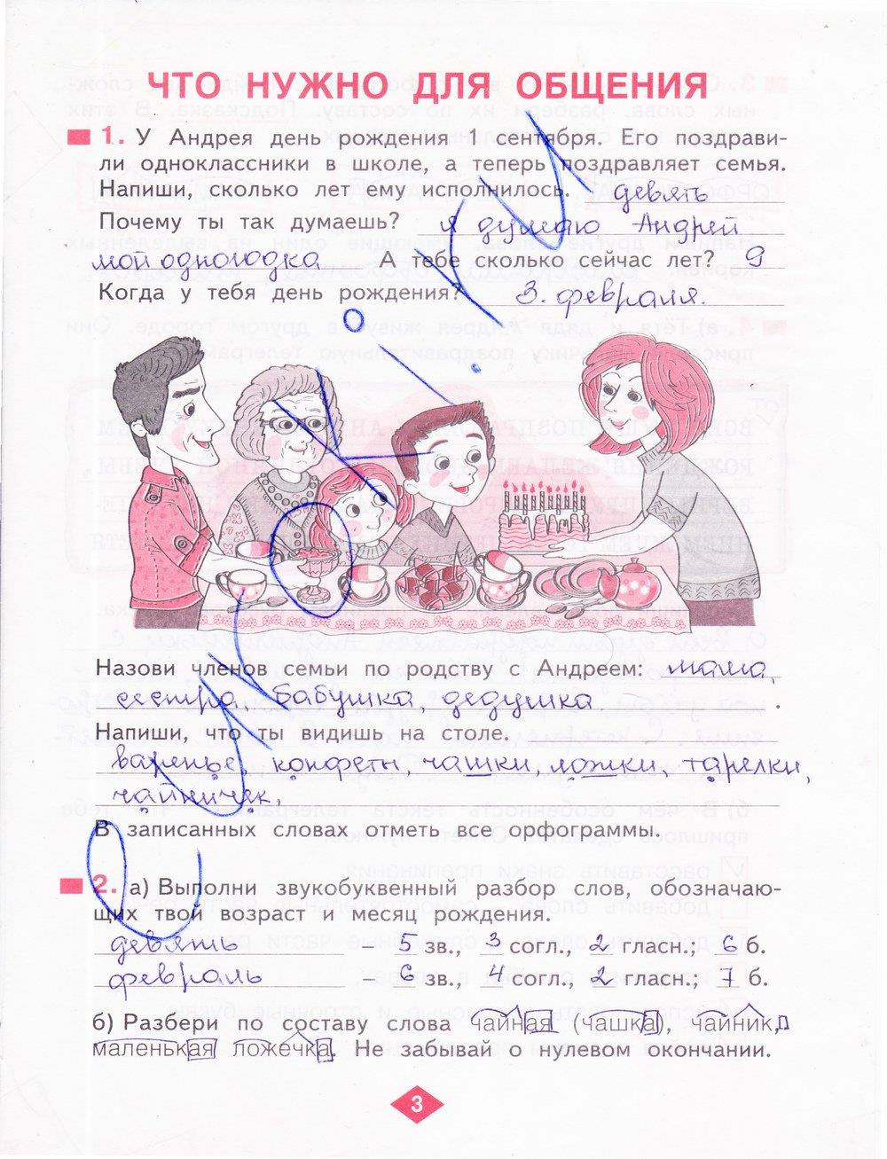 гдз 4 класс рабочая тетрадь часть 1 страница 3 русский язык Нечаева, Воскресенская