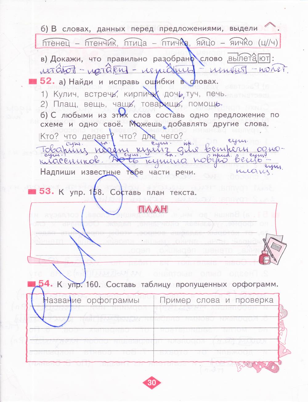 гдз 4 класс рабочая тетрадь часть 1 страница 30 русский язык Нечаева, Воскресенская