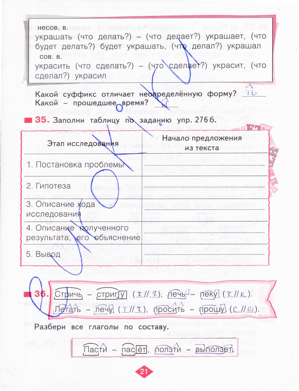 гдз 4 класс рабочая тетрадь часть 2 страница 21 русский язык Нечаева, Воскресенская