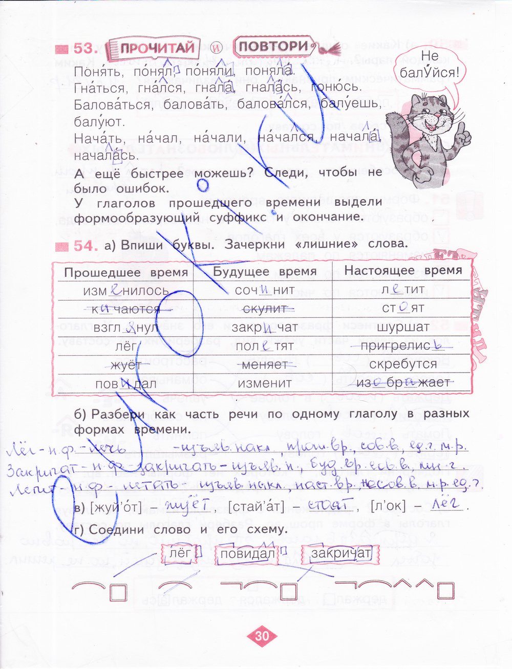 гдз 4 класс рабочая тетрадь часть 2 страница 30 русский язык Нечаева, Воскресенская