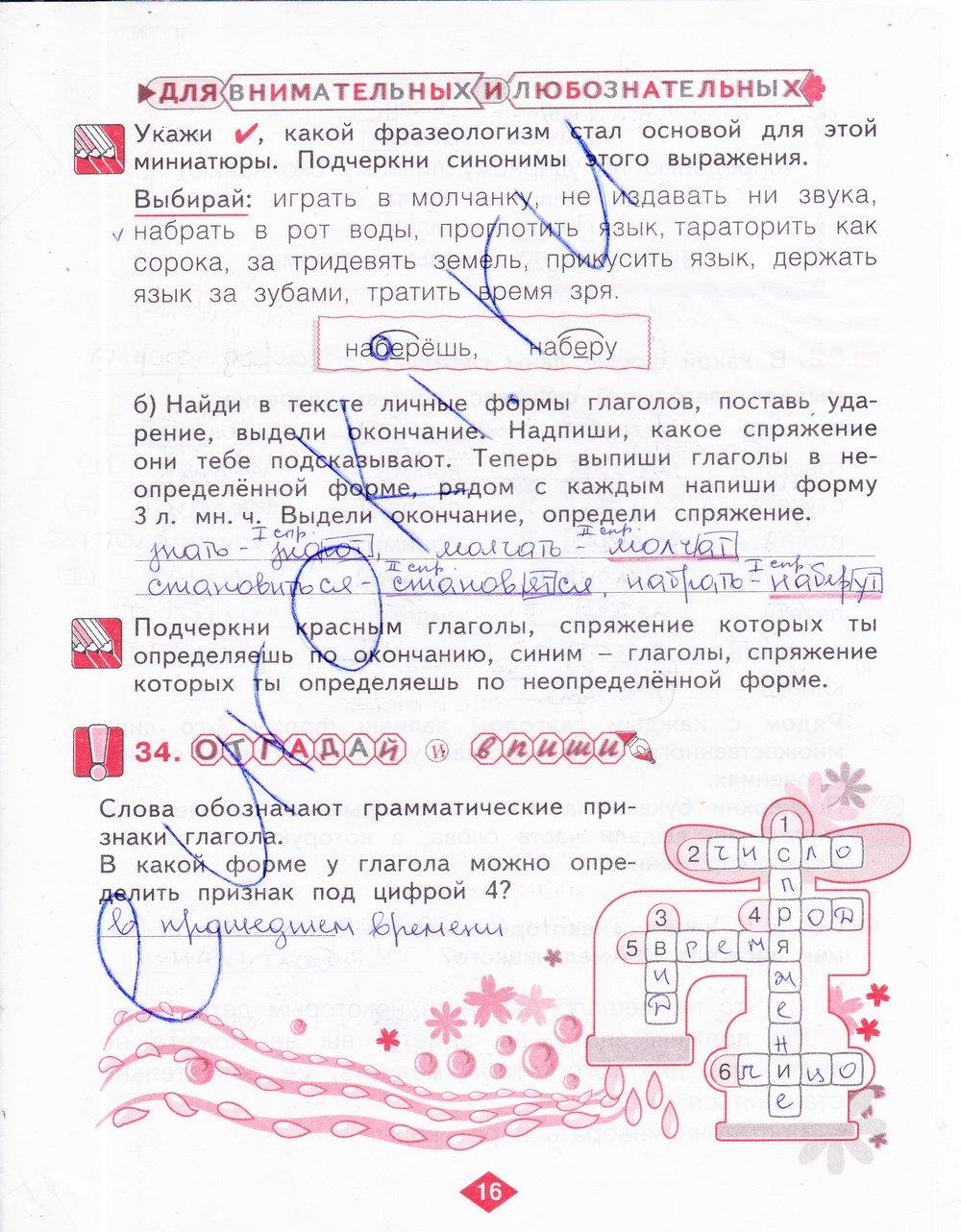 гдз 4 класс рабочая тетрадь часть 3 страница 16 русский язык Нечаева, Воскресенская