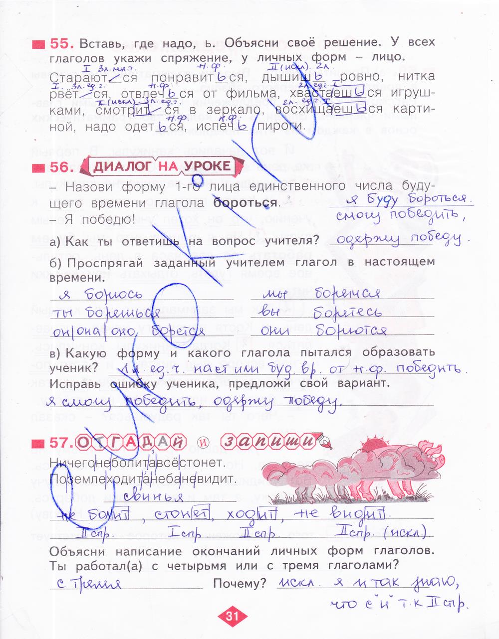 гдз 4 класс рабочая тетрадь часть 3 страница 31 русский язык Нечаева, Воскресенская