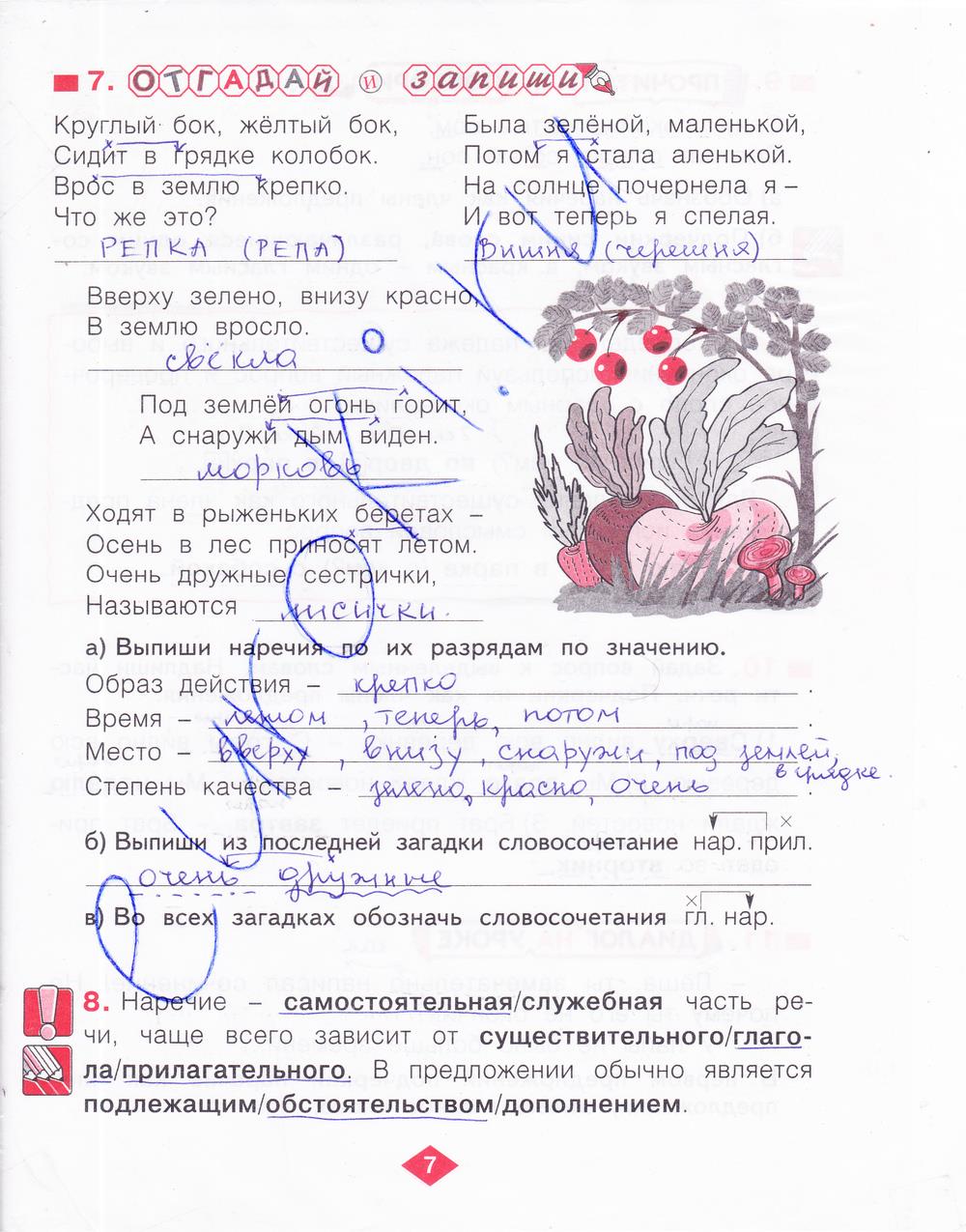 гдз 4 класс рабочая тетрадь часть 4 страница 7 русский язык Нечаева, Воскресенская