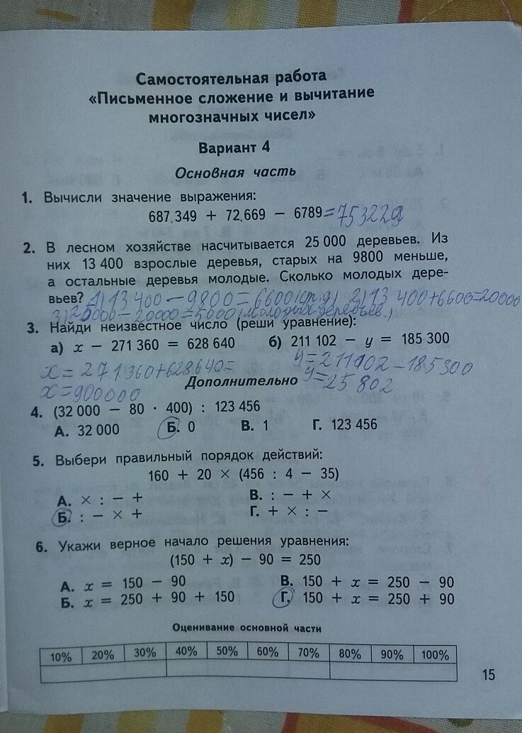 гдз 4 класс тесты и самостоятельные работы страница 15 математика Нефедова