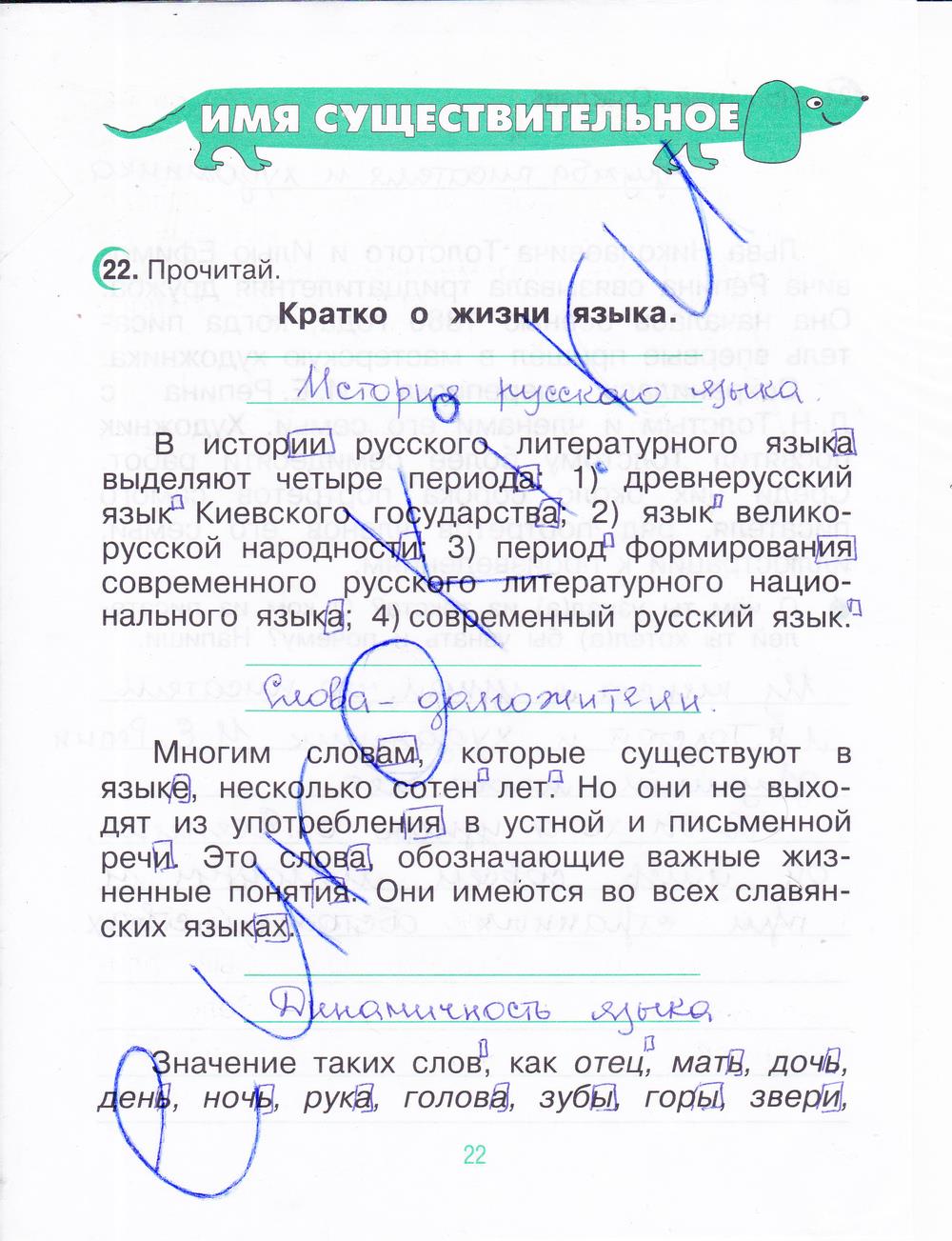 гдз 4 класс рабочая тетрадь часть 1 страница 22 русский язык Рамзаева, Савинкина