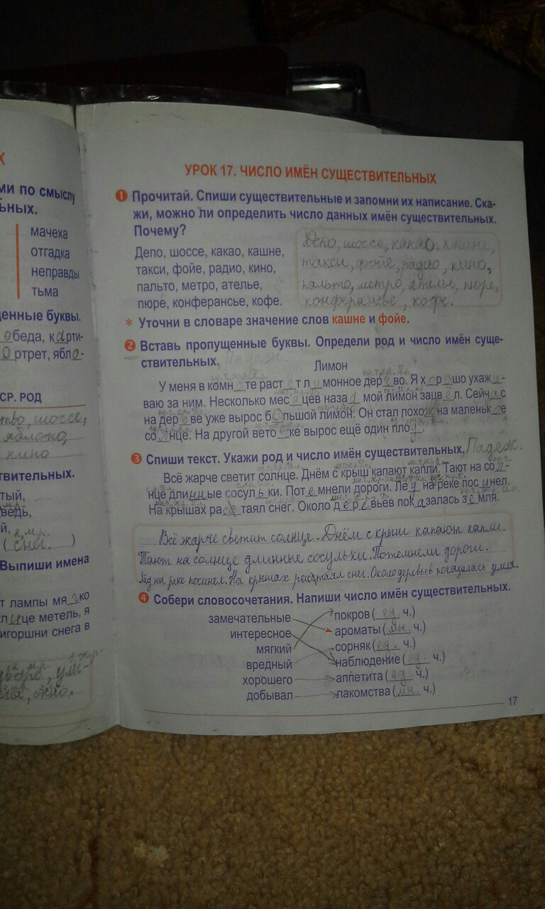 гдз 4 класс рабочая тетрадь страница 17 русский язык Романенко