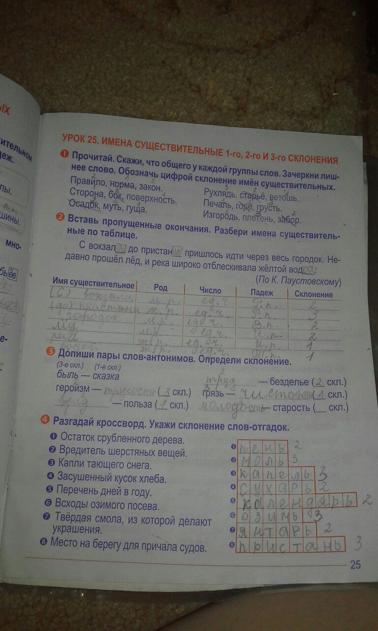 гдз 4 класс рабочая тетрадь страница 25 русский язык Романенко