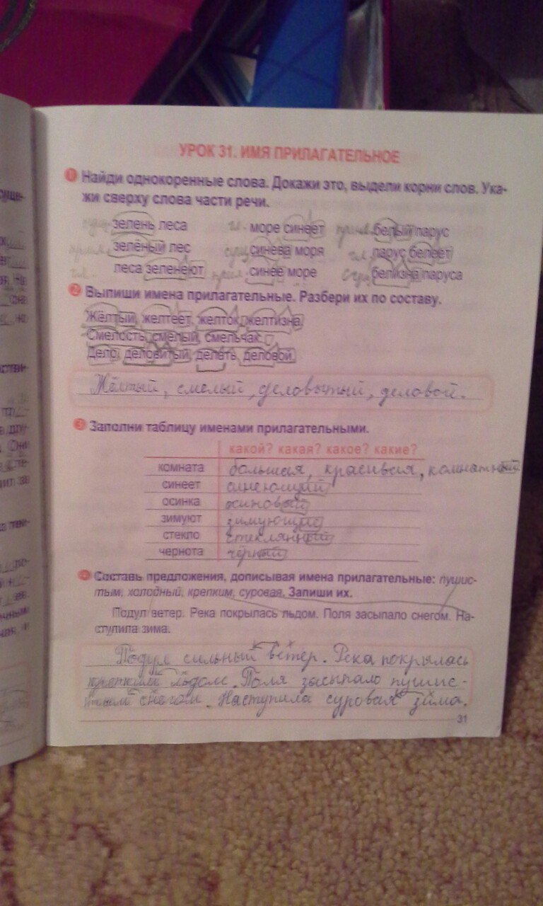 гдз 4 класс рабочая тетрадь страница 31 русский язык Романенко