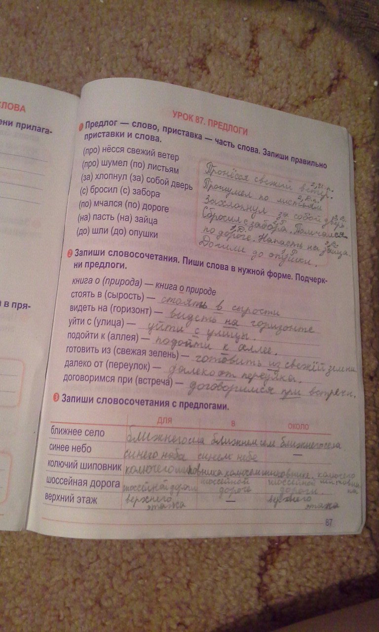 гдз 4 класс рабочая тетрадь страница 87 русский язык Романенко