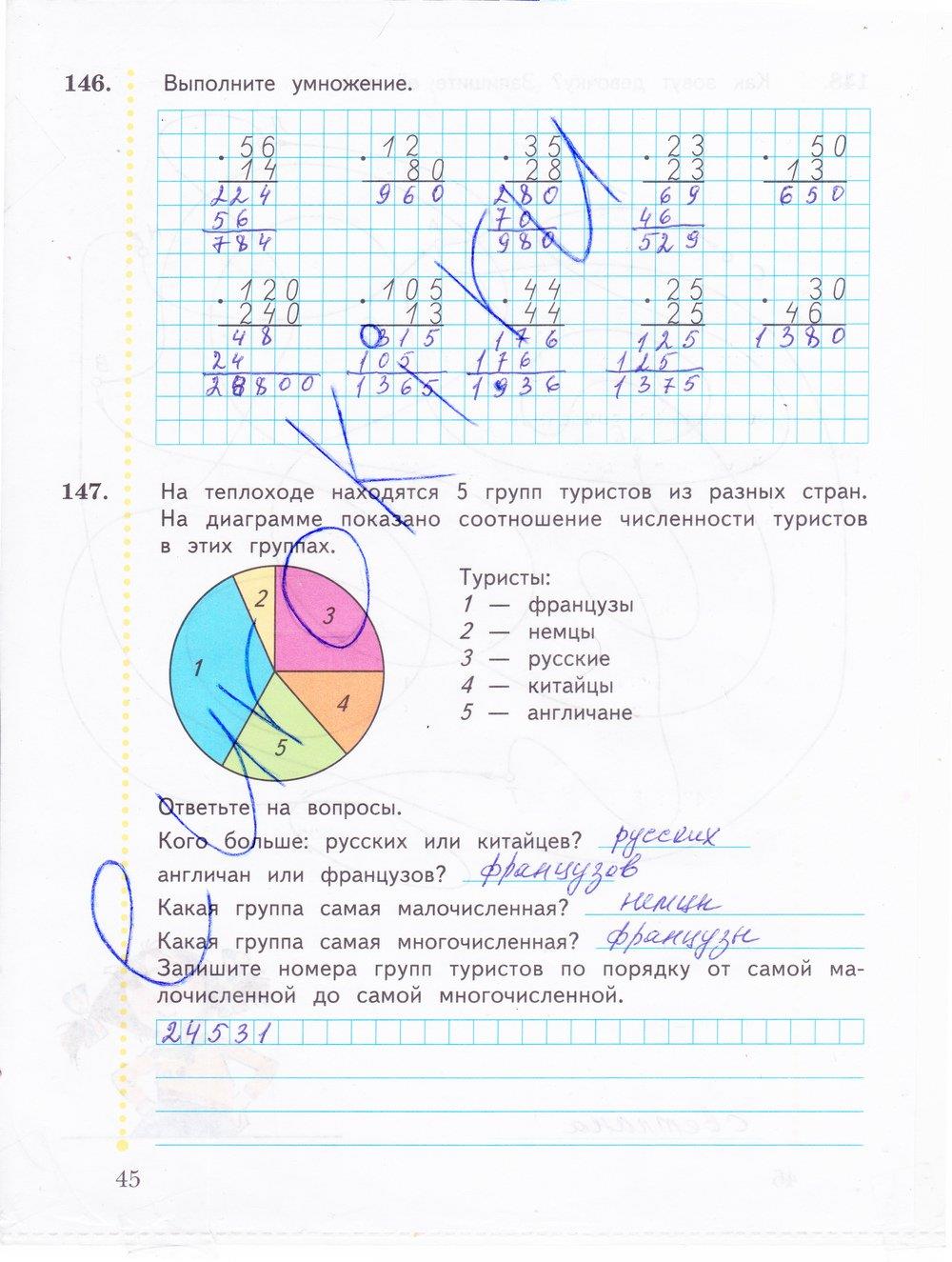 гдз 4 класс рабочая тетрадь часть 1 страница 45 математика Рудницкая, Юдачева