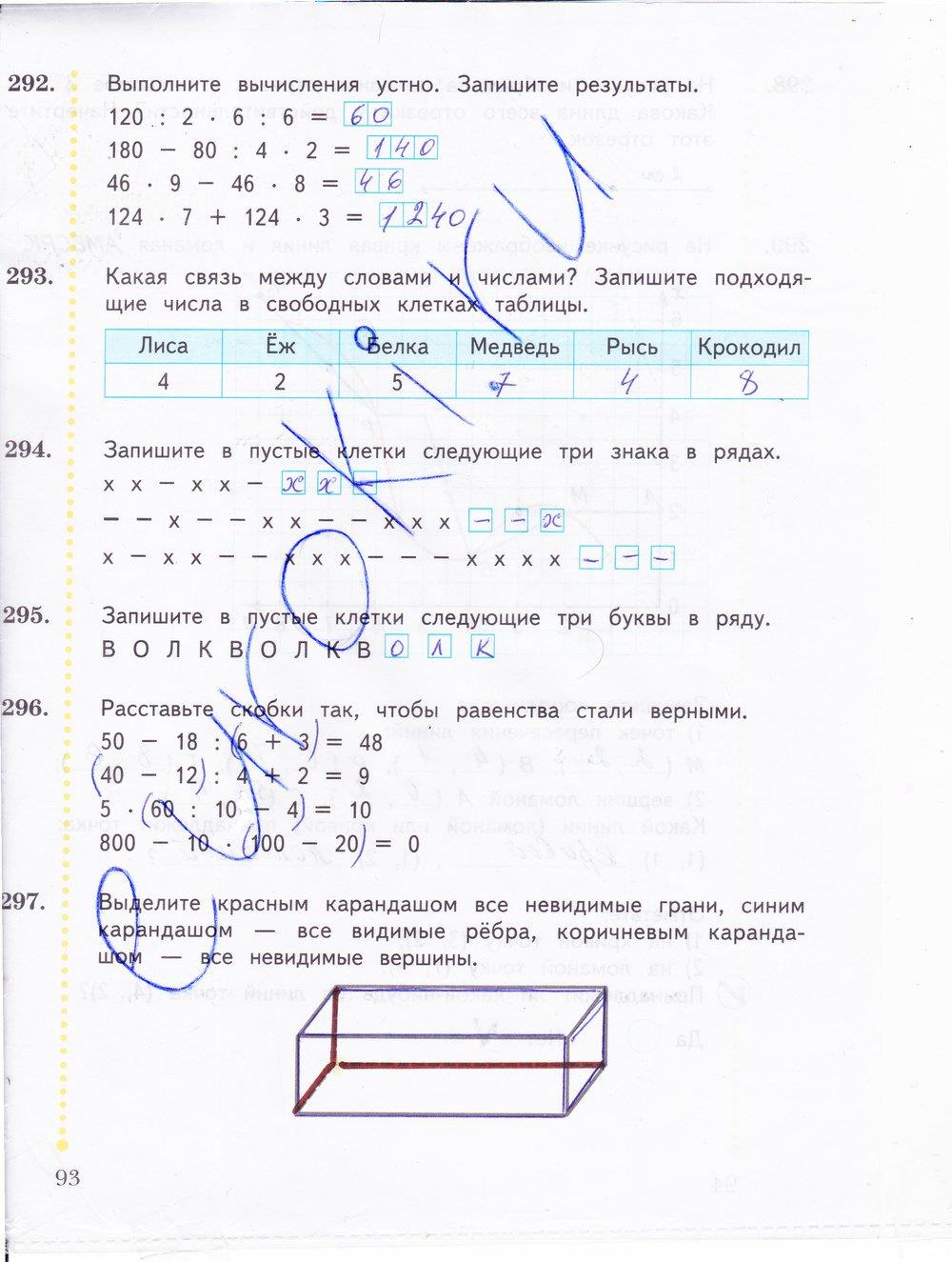 гдз 4 класс рабочая тетрадь часть 1 страница 93 математика Рудницкая, Юдачева