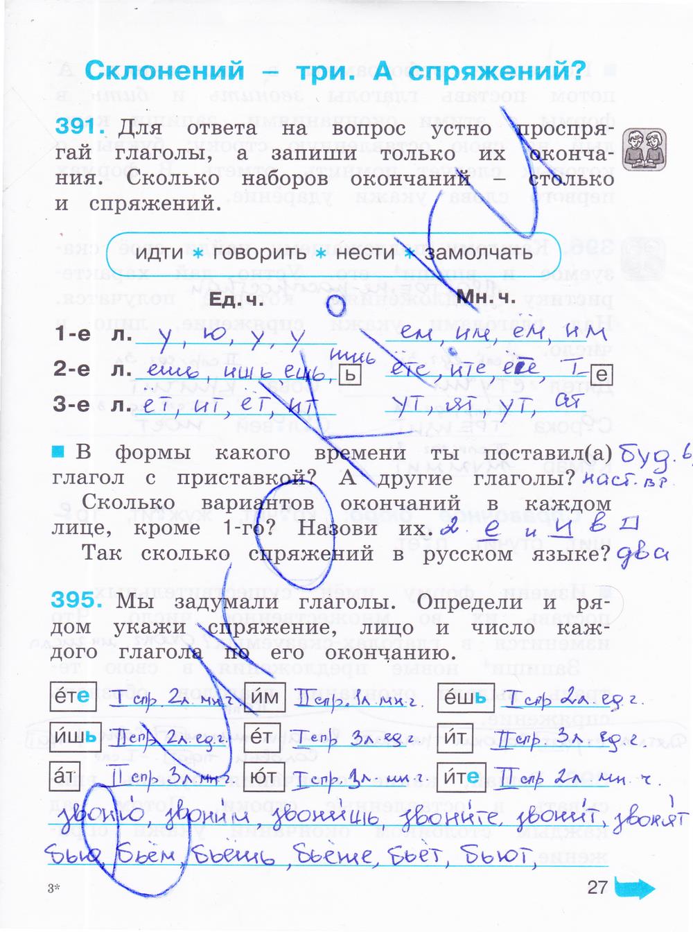 гдз 4 класс рабочая тетрадь часть 2 страница 27 русский язык Соловейчик, Кузьменко