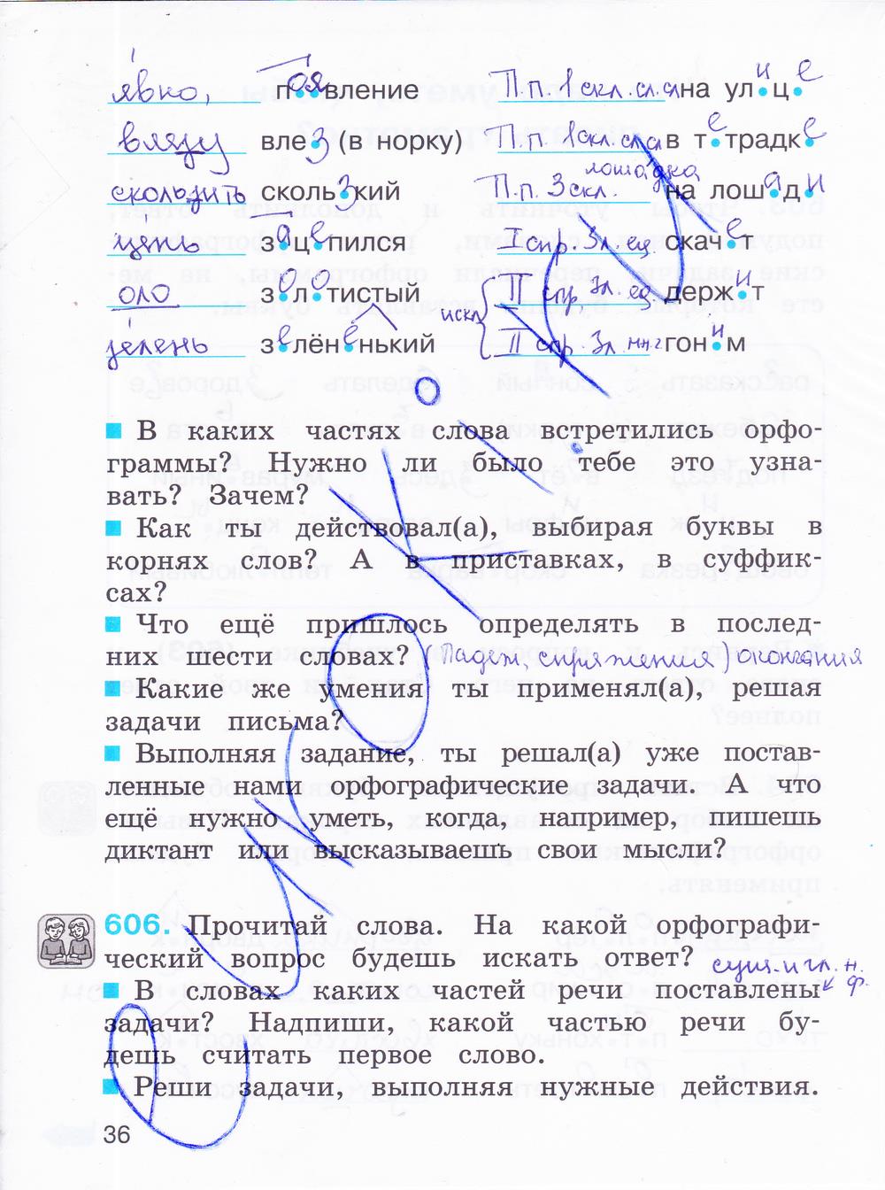 гдз 4 класс рабочая тетрадь часть 3 страница 36 русский язык Соловейчик, Кузьменко