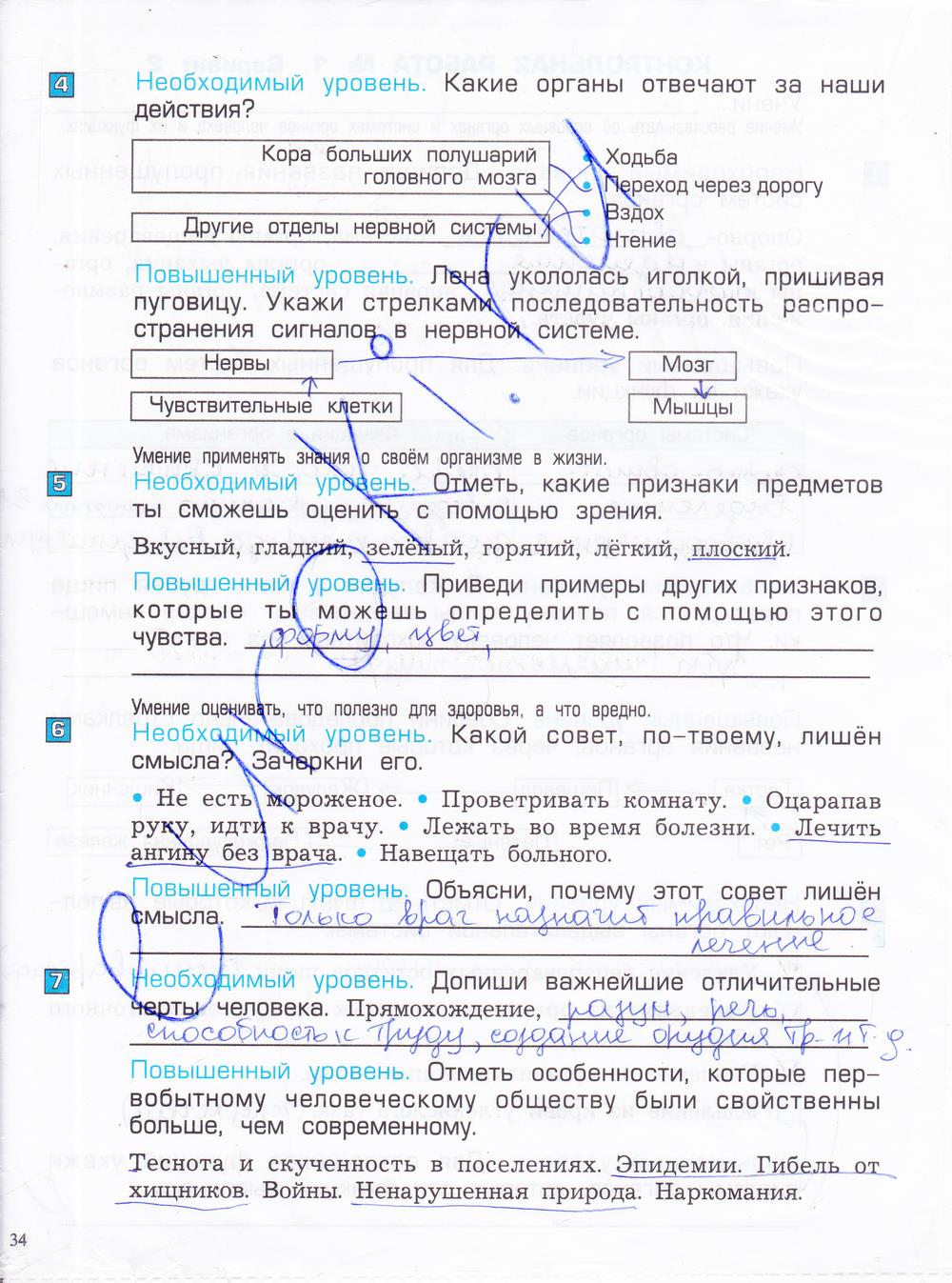 гдз 4 класс проверочные и контрольные работы часть 1 страница 34 окружающий мир Вахрушев, Бурский, Родыгина