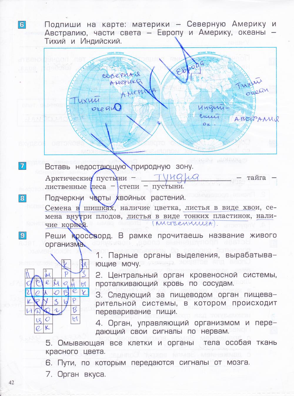 гдз 4 класс проверочные и контрольные работы часть 1 страница 42 окружающий мир Вахрушев, Бурский, Родыгина
