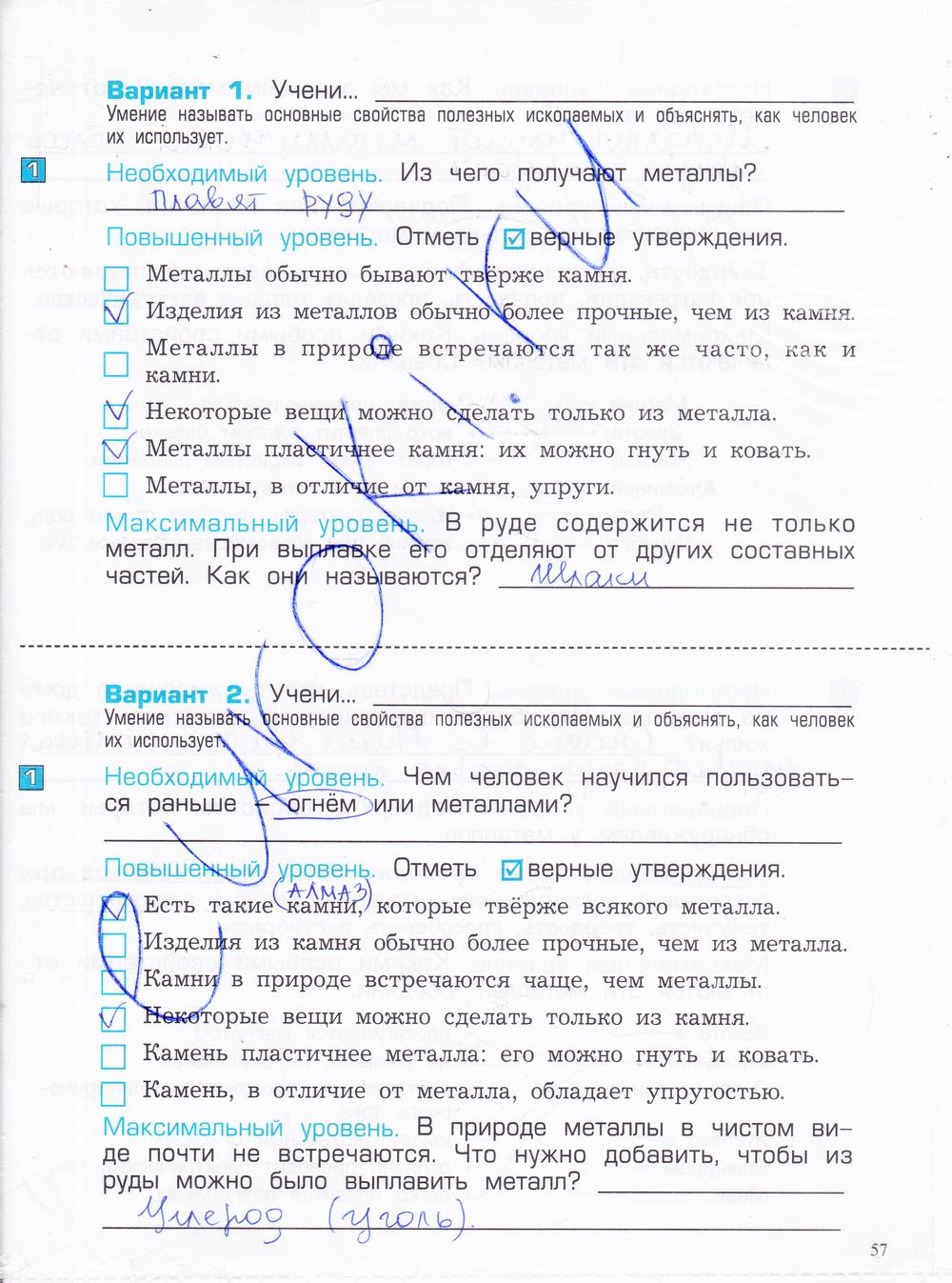 гдз 4 класс проверочные и контрольные работы часть 1 страница 57 окружающий мир Вахрушев, Бурский, Родыгина