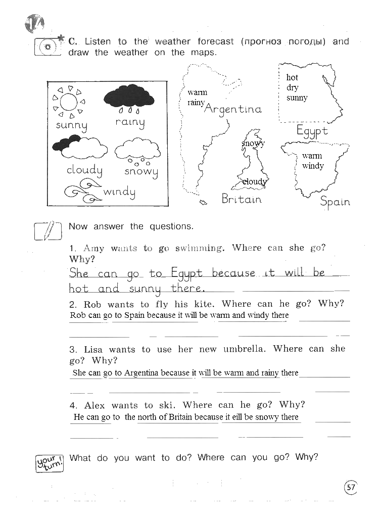 Рабочая тетрадь английский 4 класс вербицкая ответы
