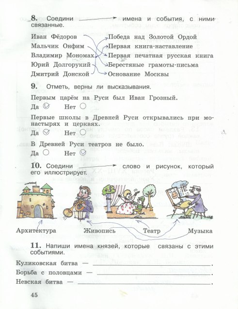 гдз 4 класс рабочая тетрадь часть 2 страница 45 окружающий мир Виноградова, Калинова
