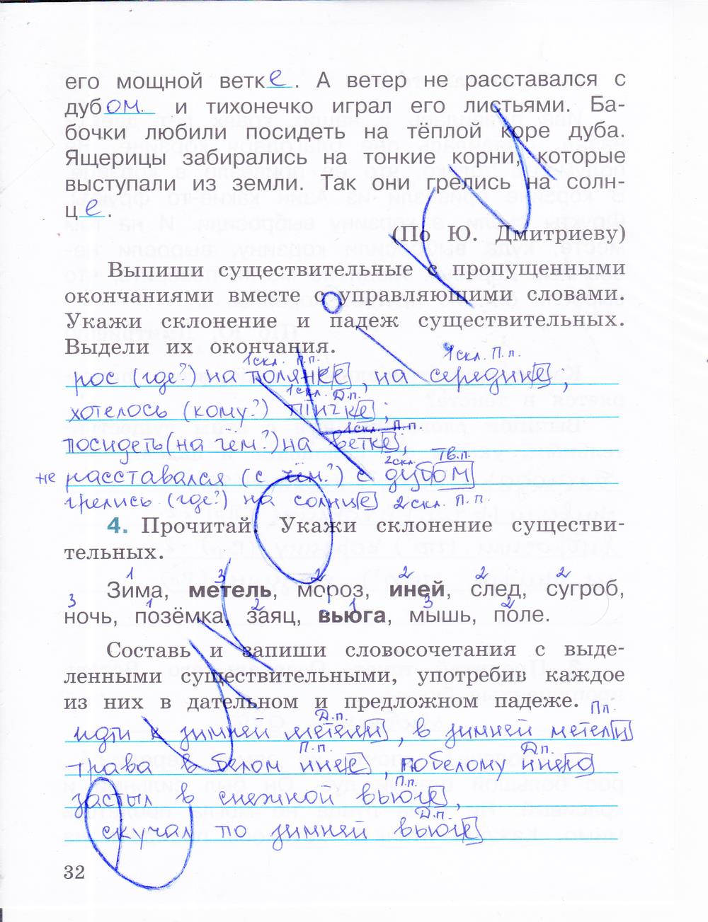 гдз 4 класс рабочая тетрадь часть 1 страница 32 русский язык Зеленина, Хохлова