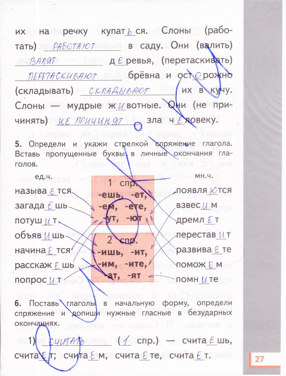 гдз 4 класс рабочая тетрадь часть 1 страница 27 русский язык Желтовская, Калинина