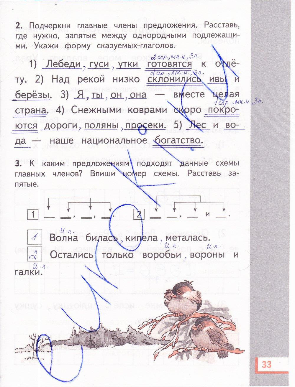 гдз 4 класс рабочая тетрадь часть 1 страница 33 русский язык Желтовская, Калинина