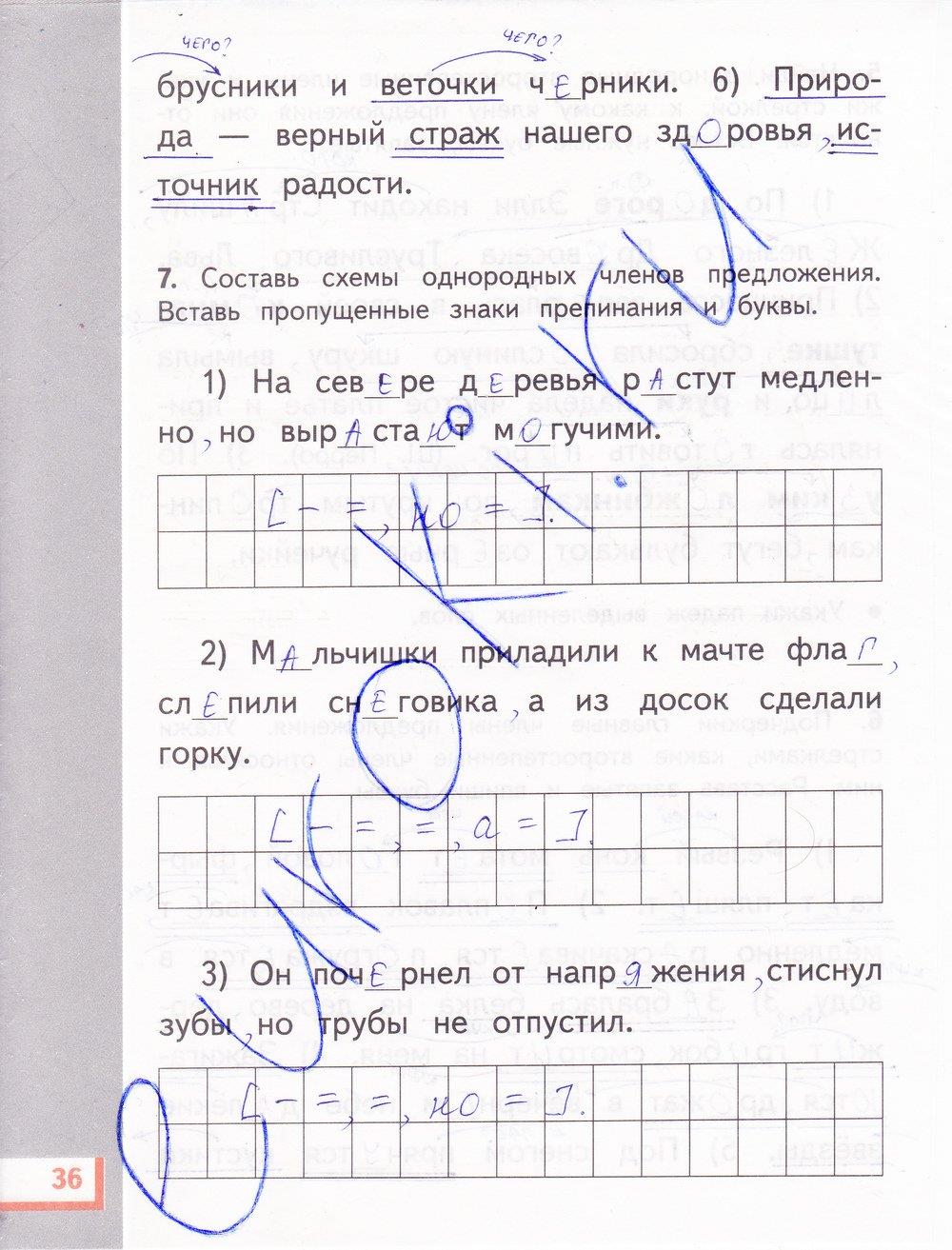 гдз 4 класс рабочая тетрадь часть 1 страница 36 русский язык Желтовская, Калинина