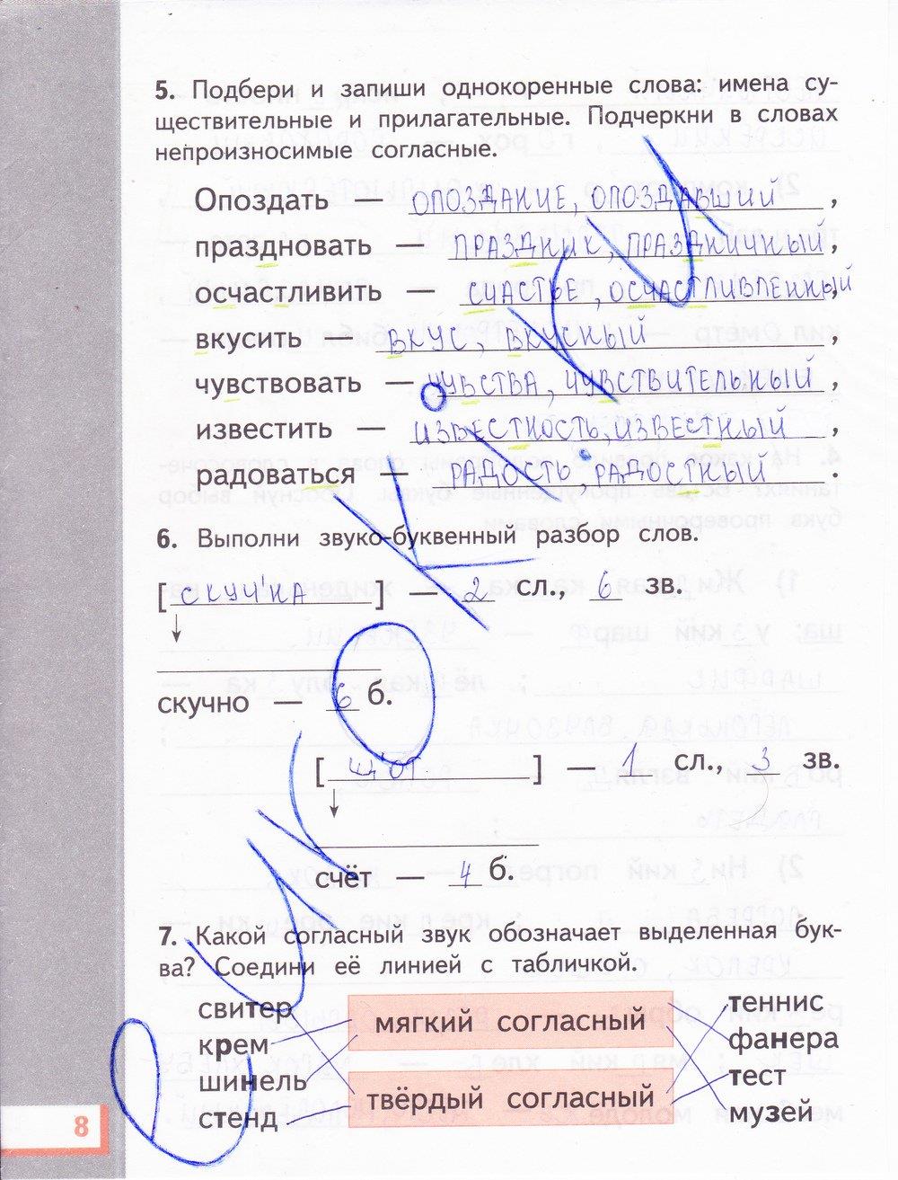 гдз 4 класс рабочая тетрадь часть 1 страница 8 русский язык Желтовская, Калинина